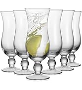 Cheardia 6 Pack Hurricane Glass, 14 oz Pina Colada Glasses Clear Tulip Drinking Cups for Juices, ...