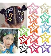 13 PCS 1.65" Metal Hair Accessories - Snap Barrettes with Non-Slip Star Clips for Girls in Multip...