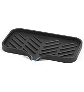 SUBEKYU Silicone Kitchen Soap Tray, Sink Tray for Kitchen Counter/Soap Bottles, Sponge Holder and...