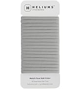 Heliums Gray Skinny Seamless 6mm Medium Hold Soft Nylon Fabric Rolled Ponytail Holders - 18 Hair ...