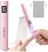 AIRSEE Mini Handheld UV Light with Storage Bag & Stand,Cordless and Portable Nail Lamps,2 Timers ...