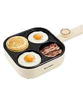 REXYHOME Electric Egg Pan Nonstick: No Stove Needed 900W Granite 4-Cup Omelette Pan with 2 Power ...