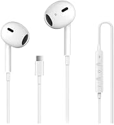 USB C Headphones for iPhone 16, Type C Earbuds Wired Earbuds with Microphone & Remote Control Noi...