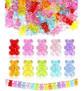 200pcs FIVEIZERO Clear Acrylic Bear Beads, Mixed Color Gummy Bear Beads for Bracelet, Necklace, a...