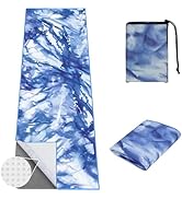 jooeer Yoga Towel Hot Yoga Mat Towel with Corner Pockets, 70 x 26 inch, Non-Slip Sweat-Absorbent ...