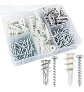 KURUI Self Drilling Drywall Anchors, 200PCs Picture Hanging Kit for Picture Frame,Curtain Rods,Ar...