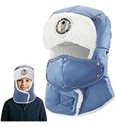 3-Layer Warm Kids Winter Trapper Hat - Windproof Fabric Soft Lining, Boys Girls Winter Hat with E...