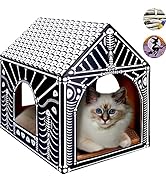 LiBa Cardboard Holiday Cat House with Scratch Pad and Catnip, Cat Bed for Indoor Cats, Cat Scratc...
