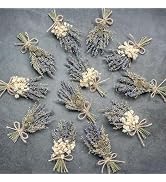 Mini Dried Flower Bouquet Set of 12, Small Lavender Bouquets, Bohemian Wedding Table Centerpieces...