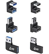 DuHeSin 6 Pack 180 Degree & 90 Degree USB 3.1 Adapter, Left and Right Angle USB A Male to Female ...
