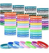 CYCLUSIVE Jesus Loves You Silicone Wristbands Colorful Rubber Christian Bracelets for Men Women P...