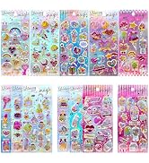 178 Shining Glitter 3D Stickers for Kids – 12 Puffy Sticker Sheets for Toddlers, Boys, Girls, Tea...