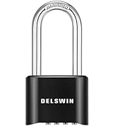 DELSWIN Combination Lock Outdoor Padlock - Weatherproof 4 Digit 2.5 inch Long Shackle Combination...
