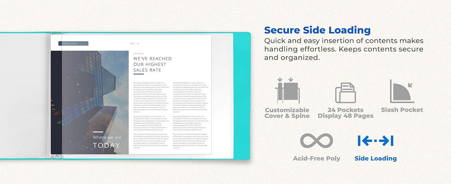 Dunwell Presentation Book 8.5x11 H - Secure Side Loading