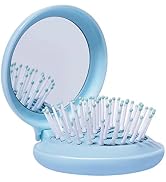 Arthaxi Travel Hairbrush and Mirror Set for Women, Folding Brush with Compact Mirror for Purse or...