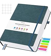 OFFIGIFT Graph Paper Notebook, 312 Numbered Pages A5 Hardcover Leather Journal, 100gsm No Bleed G...