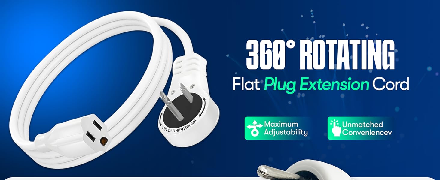 white extension cord 360 degree