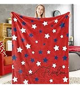 JarThenaAMCS Patriotic Fuzzy Blanket Red White and Blue Star Freedom Throw Blanket 4th of July Am...