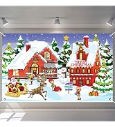 Merry Christmas Banner Large Fabric Xmas Backdrop Decor Holiday Background Banner New Year Party ...