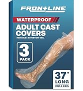 FRONTLINE 3 Pack 100% Waterproof Cast Covers for Shower Leg, Water Tight Seal, Reusable Adult Cas...