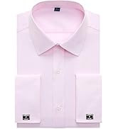 J.Ver Men's French Cuff Dress Shirts Regular Fit Long Sleeve Spead Collar Metal Cufflink