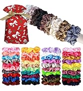 40PCS Multicolor Hair Scrunchies,Satin Silk Hair Ties Ropes Ponytail Holder For Women Classic Ela...