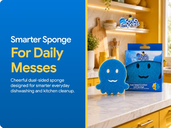 Scrub Empress kitchen sponge set includes three durable scrubbers for dishes sinks