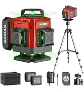 weiddw Laser Level with Tripod, Self Leveling Laser Level 4x360°, Green Line Laser 4D Laser Level...