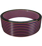 BTF-LIGHTING 18AWG LED Strip Light Ribbon Wire RGB Extension Cable 4 Pin 32.8ft/10m Connection 4 ...