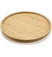 Round Bamboo Tray, Wood Serving Tray, Wooden Platter, Wood Charcuterie Board, Decorative Tray for...