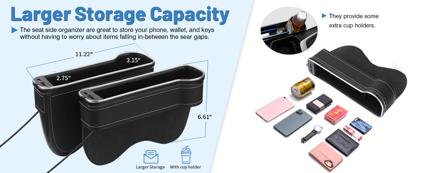 Car seat gap organizer