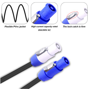 3 Pin Power Input to Power Output Cable