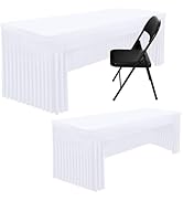 Smiry 2 Pack Spandex Open Back Tablecloth,Elastic Fitted Stretch Tablecloth for 6FT Rectangle Tab...