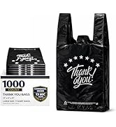 YoYoRain 1000 Count Black “Thank You” T-Shirt Bags – Reusable & Disposable Grocery & Supermarket ...