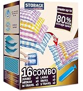 16 Space Saver Vacuum Storage Bags for Clothes, Airtight Vacuum Sealed Space Saver Bags for Cloth...