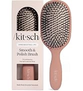 Kitsch Smooth & Polish Brush – Dual Bristle Detangler Brush, Shine & Frizz Control – Vegan Boar &...