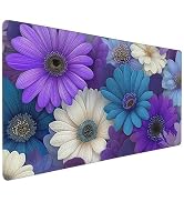 SEIFUD Vibrant Purple Daisy Mouse Pad, Large Desk Mat with Colorful Floral Design, 35.4 x 15.7 In...