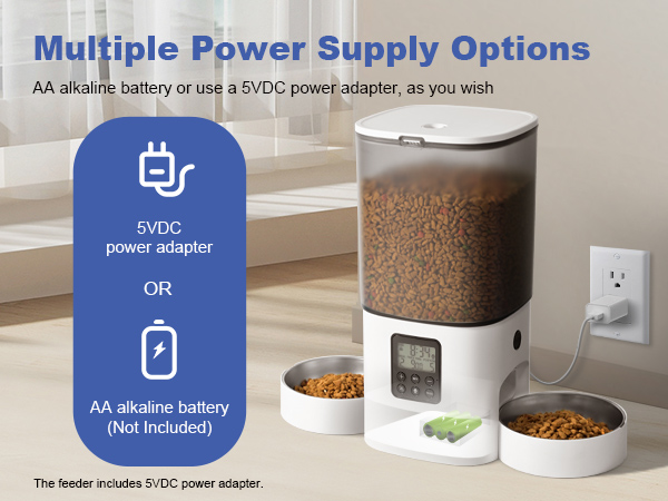 automatic cat feeder two power supplies