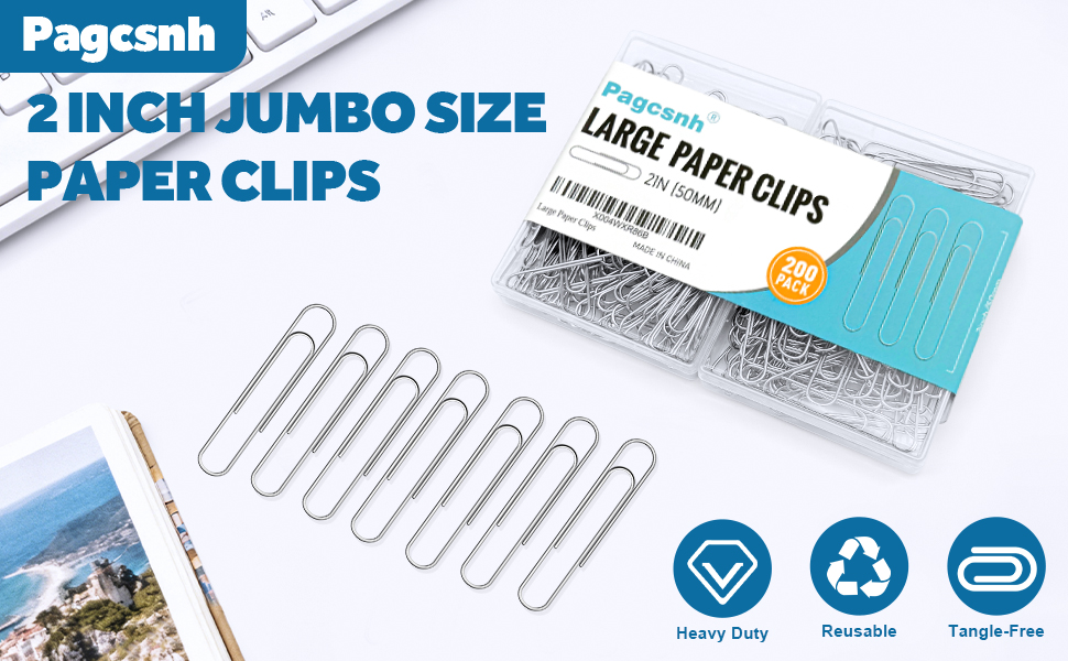 HEAVY-DUTY&JUMBO SIZE 2IN PAPER CLIPS