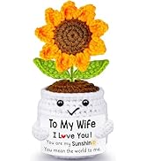 Qunland Easter Gifts for Wife Her from Husband, to My Wife Handmade Crochet Sunflower Doll, Mothe...