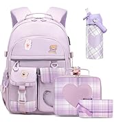 ACESAK Backpack for Girls with Insulated Water Bottle, Bookbag Backpack for Girls Kids, 14oz Kids...