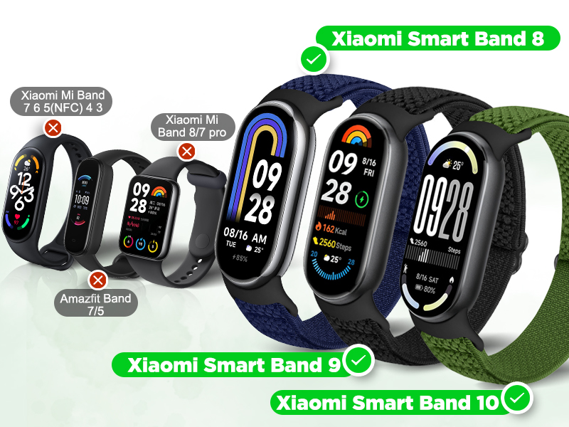 Xiaomi mi band 10/9/8 elastic watch band