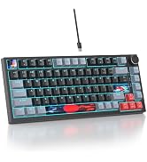 Mosptnspg 75% TKL Wired Mechanical Keyboard,RGB Backlit Gasket Mount 82 Key Hot Swappable Custom ...