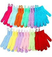 Shower Gloves,24 Pcs Exfoliating Bath Gloves,Body Scrub Gloves with Hanging Loop for Beauty Spa M...