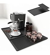 Silicone Coffee Mat, Espresso Bar Mat with Dish Drying Mat, Non-Slip, Heat Resistant Mats for Cou...