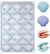 Seashell Shaped Silicone Mold Tray, 15 Cavities Shell-Shaped Madeleine Cookie Molds, Nonstick Cho...