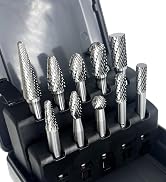 Carbide Burrs Set 10pcs, Double Cut Solid Carbide Rotary Burr Set 1/4" Shank for Die Grinder Dril...