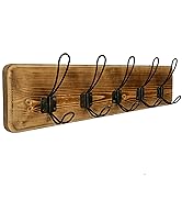Wall Mount Coat Rack Towel Cap Cowboy Backpack Hanger Burnt Pinewood 5 Double Hook Mounting Hardware