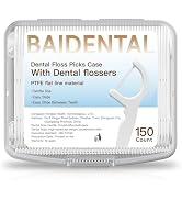 BAIDENTAL Dental Floss Case with 150 Floss Picks - Flat Line Design,UItra-Thin PTFE FIoss Picks,D...