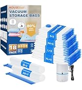 HOUSE DAY 18 Pack Vacuum Storage Bags with Electric Pump, Valve, Space Saver Vacuum Seal Bags for...